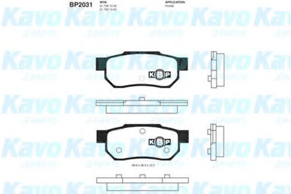 BP-2031 KAVO+PARTS Brake System Brake Pad Set, disc brake