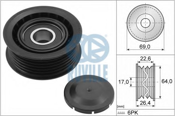 55700 RUVILLE Deflection/Guide Pulley, v-ribbed belt