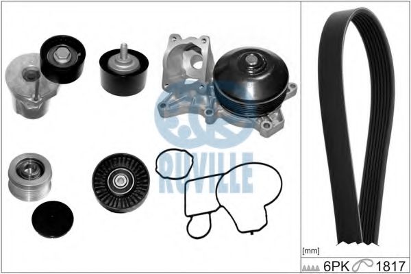 55095801 RUVILLE Cooling System Water Pump + V-Ribbed Belt Kit