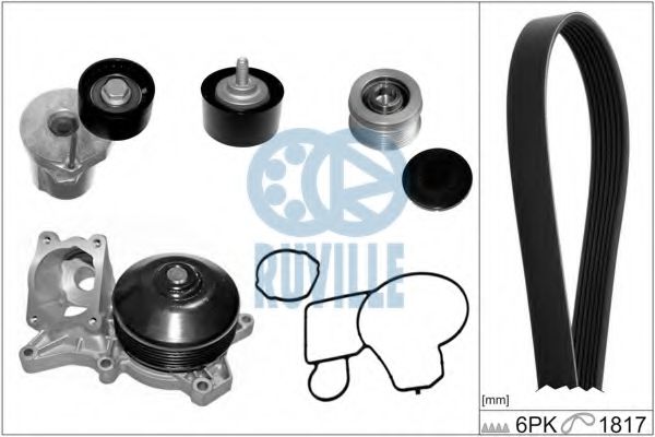 55095811 RUVILLE Water Pump + V-Ribbed Belt Kit