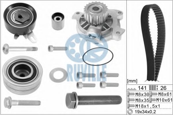 55477711 RUVILLE Cooling System Water Pump & Timing Belt Kit