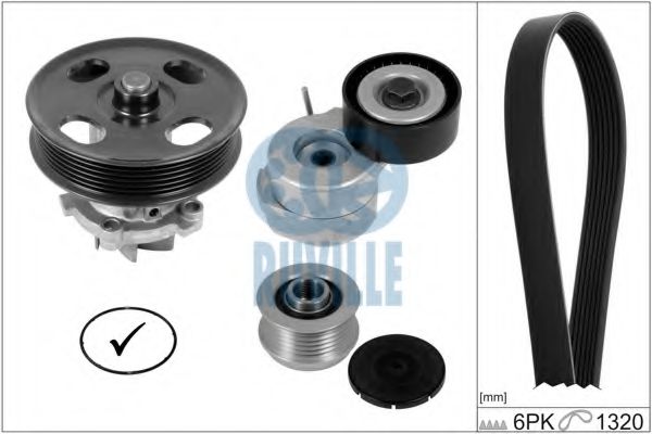 55355801 RUVILLE Water Pump + V-Ribbed Belt Kit