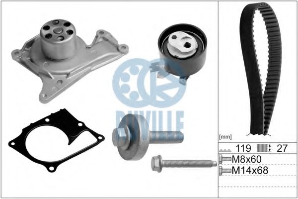 55641701 RUVILLE Cooling System Water Pump & Timing Belt Kit