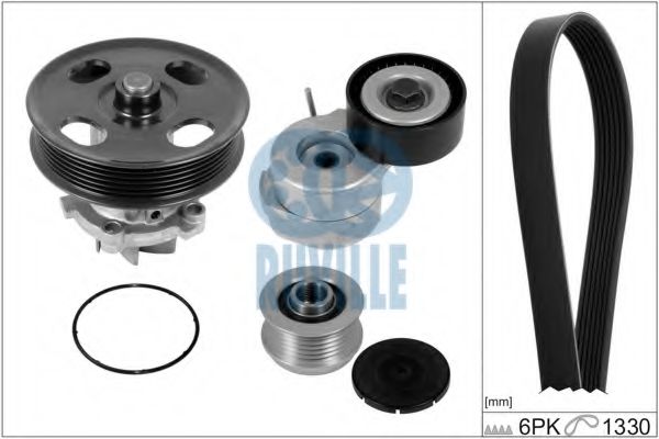 55355803 RUVILLE Water Pump + V-Ribbed Belt Kit