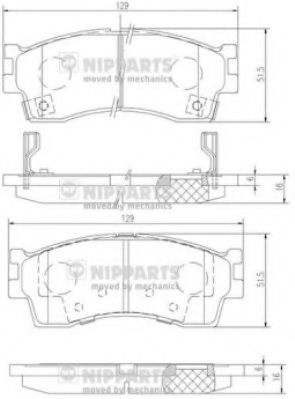 J3600308 NIPPARTS Brake System Brake Pad Set, disc brake