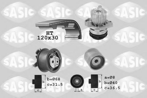 3906080 SASIC Cooling System Water Pump & Timing Belt Kit