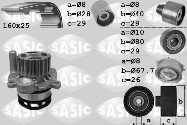 3906078 SASIC Cooling System Water Pump & Timing Belt Kit