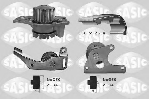 3900001 SASIC Water Pump & Timing Belt Kit
