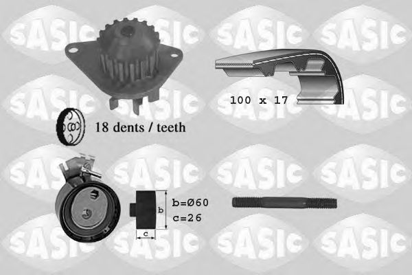 3900002 SASIC Cooling System Water Pump & Timing Belt Kit