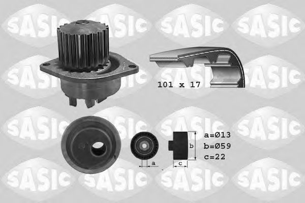 3900019 SASIC Water Pump & Timing Belt Kit