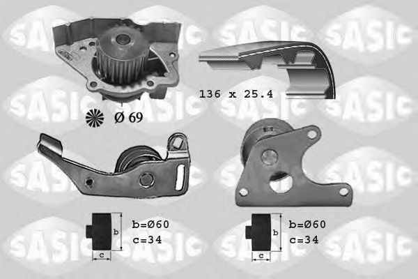 3900022 SASIC Cooling System Water Pump & Timing Belt Kit
