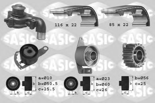 3906012 SASIC Cooling System Water Pump & Timing Belt Kit