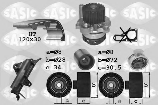 3906023 SASIC Cooling System Water Pump & Timing Belt Kit
