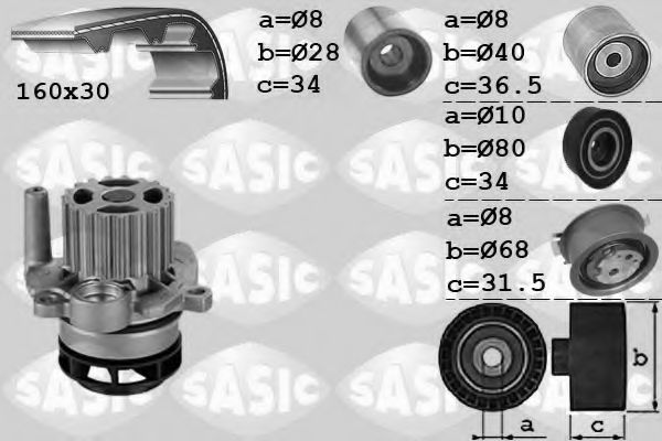3906081 SASIC Cooling System Water Pump & Timing Belt Kit