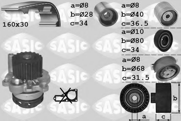 3906082 SASIC Cooling System Water Pump & Timing Belt Kit
