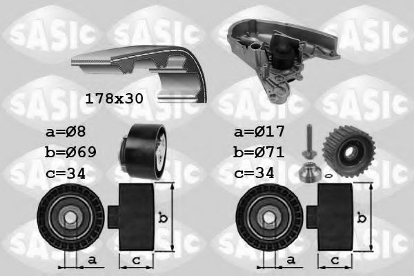 3906030 SASIC Cooling System Water Pump & Timing Belt Kit