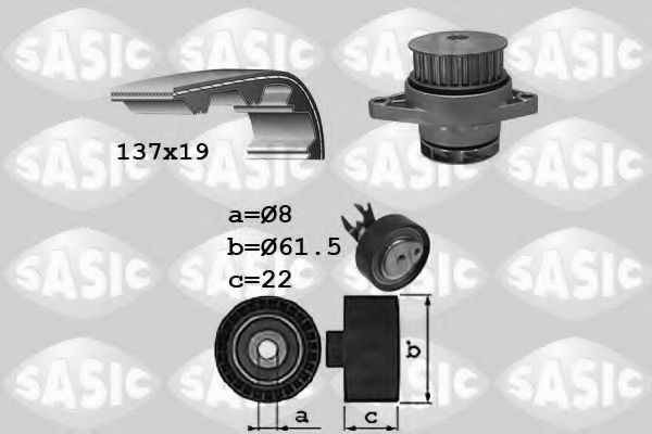 3906054 SASIC Cooling System Water Pump & Timing Belt Kit