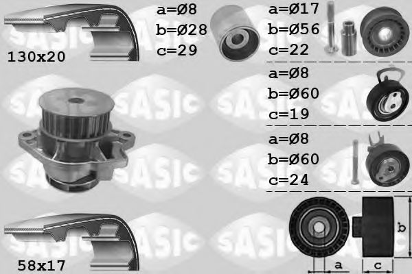 3906060 SASIC Water Pump & Timing Belt Kit