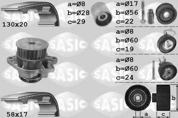 3906061 SASIC Water Pump & Timing Belt Kit