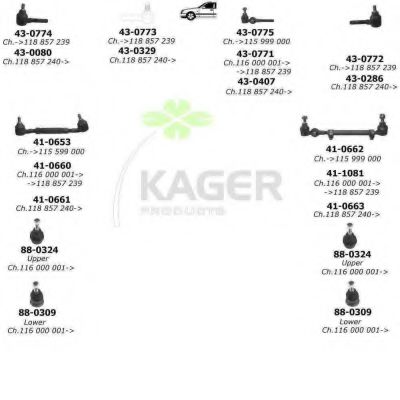 80-0325 KAGER Cable, manual transmission