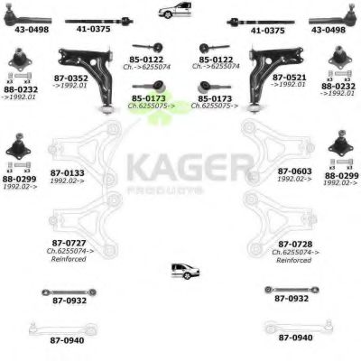 80-0370 KAGER Wheel Suspension Wheel Suspension