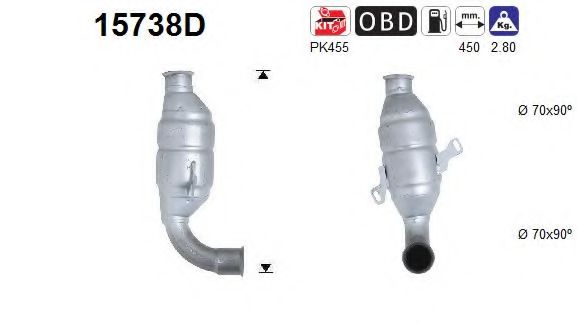 15738D AS Exhaust System Catalytic Converter