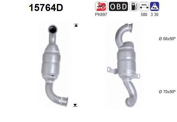 15764D AS Exhaust System Catalytic Converter