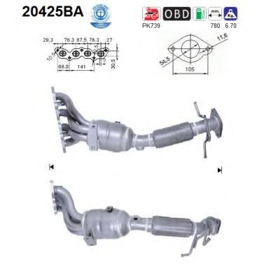 20425BA AS Exhaust System Manifold Catalytic Converter