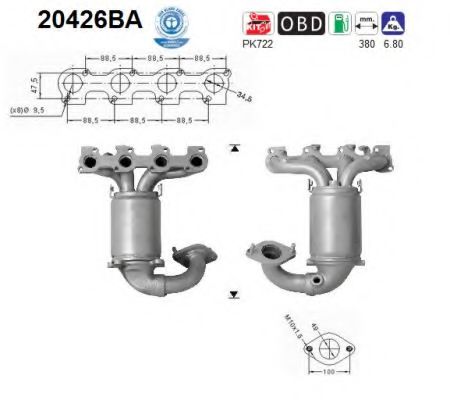 20426BA AS Exhaust System Manifold Catalytic Converter