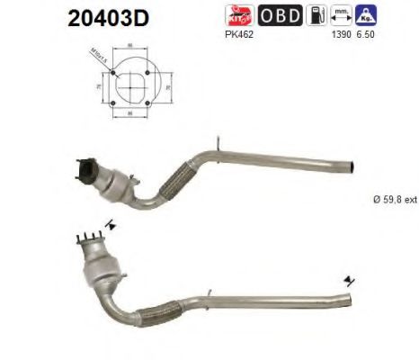 20403D AS Exhaust System Catalytic Converter