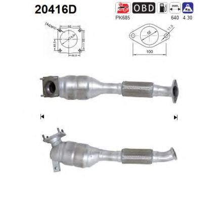 20416D AS Exhaust System Catalytic Converter
