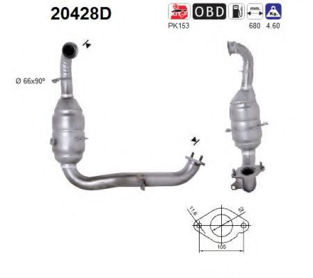 20428D AS Exhaust System Catalytic Converter