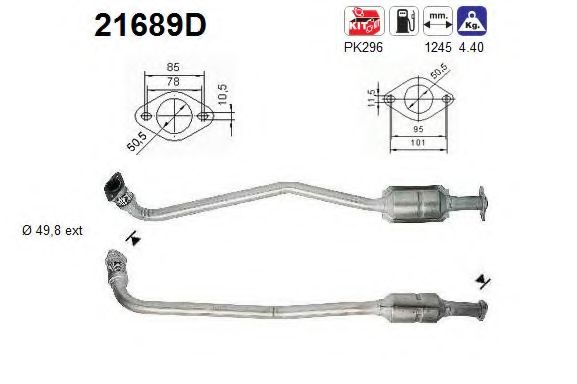 21689D AS Exhaust System Catalytic Converter