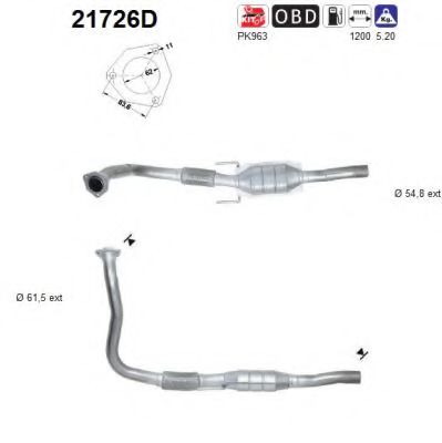 21726D AS Exhaust System Catalytic Converter