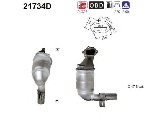 21734D AS Exhaust System Catalytic Converter