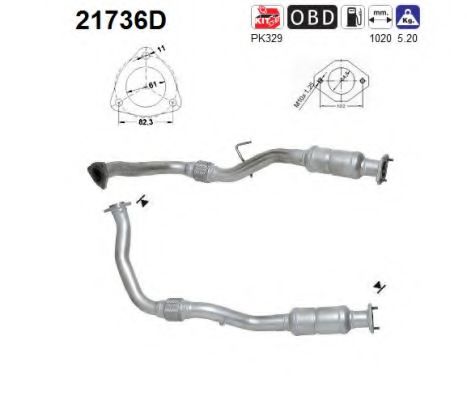 21736D AS Exhaust System Catalytic Converter