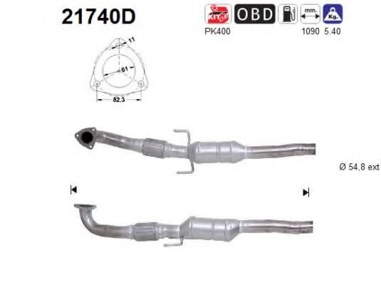21740D AS Exhaust System Catalytic Converter