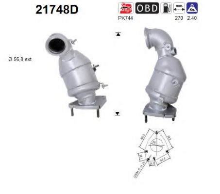 21748D AS Exhaust System Catalytic Converter