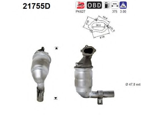 21755D AS Exhaust System Catalytic Converter