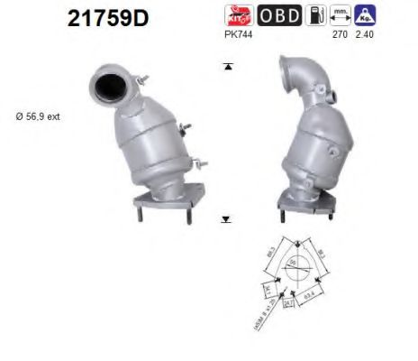 21759D AS Exhaust System Catalytic Converter