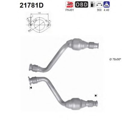 21781D AS Exhaust System Catalytic Converter