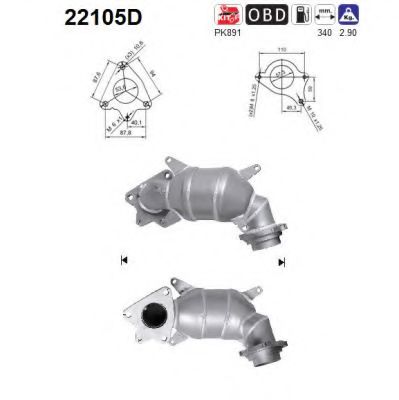 22105D AS Exhaust System Catalytic Converter