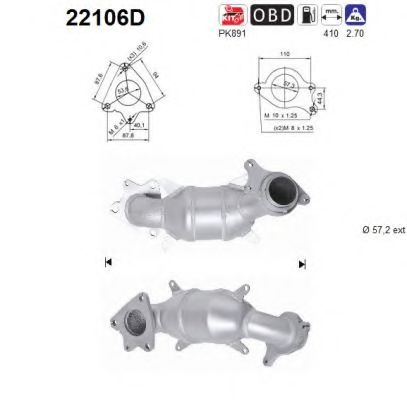 22106D AS Exhaust System Catalytic Converter