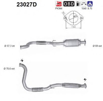 23027D AS Exhaust System Catalytic Converter
