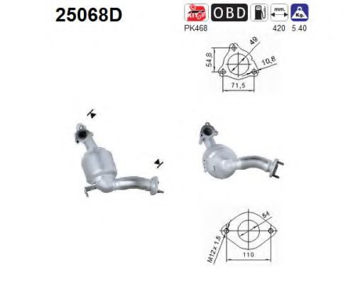 25068D AS Exhaust System Catalytic Converter