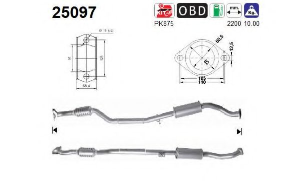 25097 AS Exhaust System Catalytic Converter