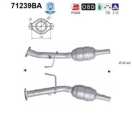 71239BA AS Exhaust System Catalytic Converter