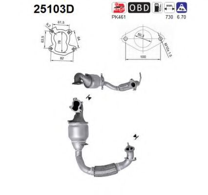 25103D AS Exhaust System Catalytic Converter