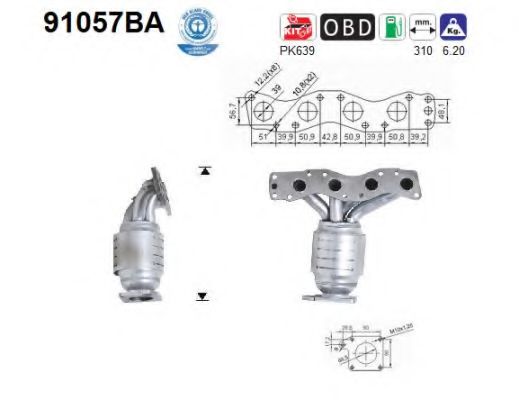 91057BA AS Exhaust System Catalytic Converter