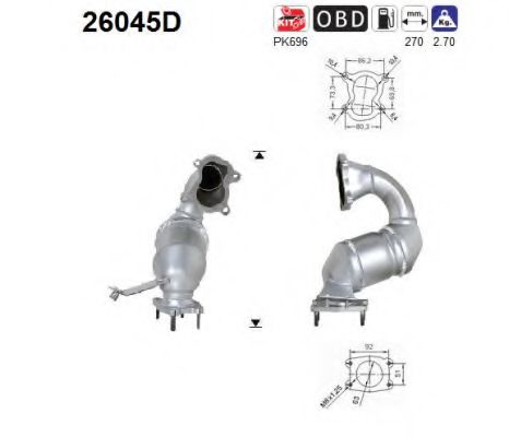 26045D AS Exhaust System Catalytic Converter